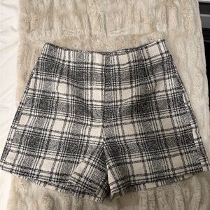 Plaid Black and White Women's Shorts